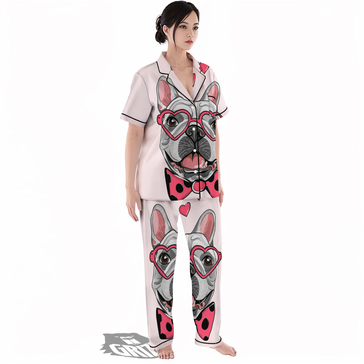 Pug With Glasses Cute Print Cute Women's Pajamas Set-grizzshop