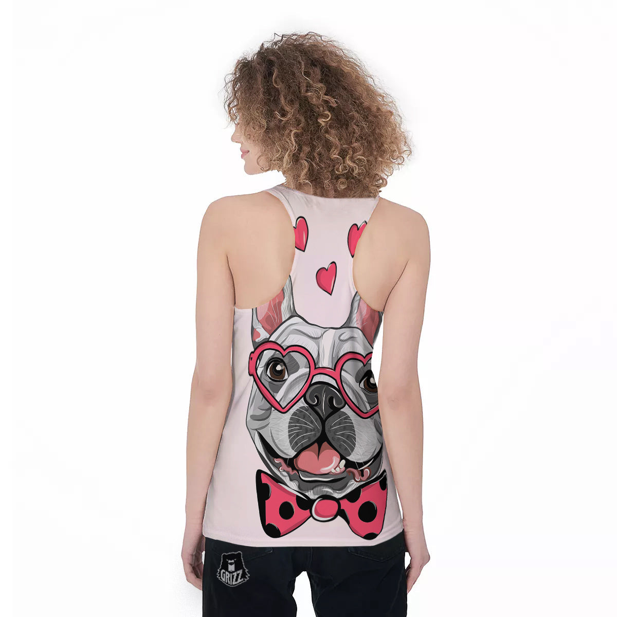 Pug With Glasses Cute Print Cute Women's Racerback Tank Top-grizzshop