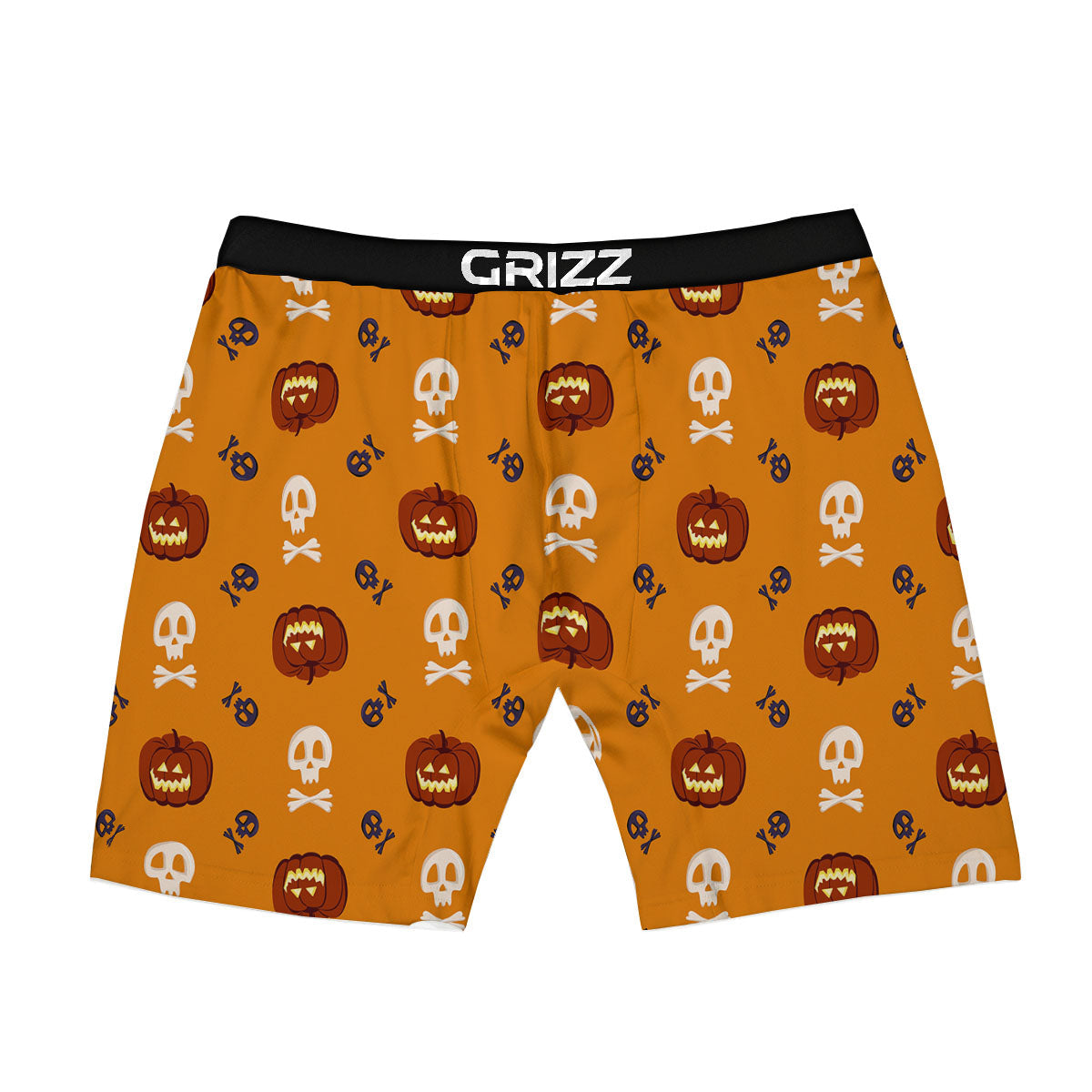Pumkin And Skull Halloween Print Pattern Boxer Briefs-grizzshop