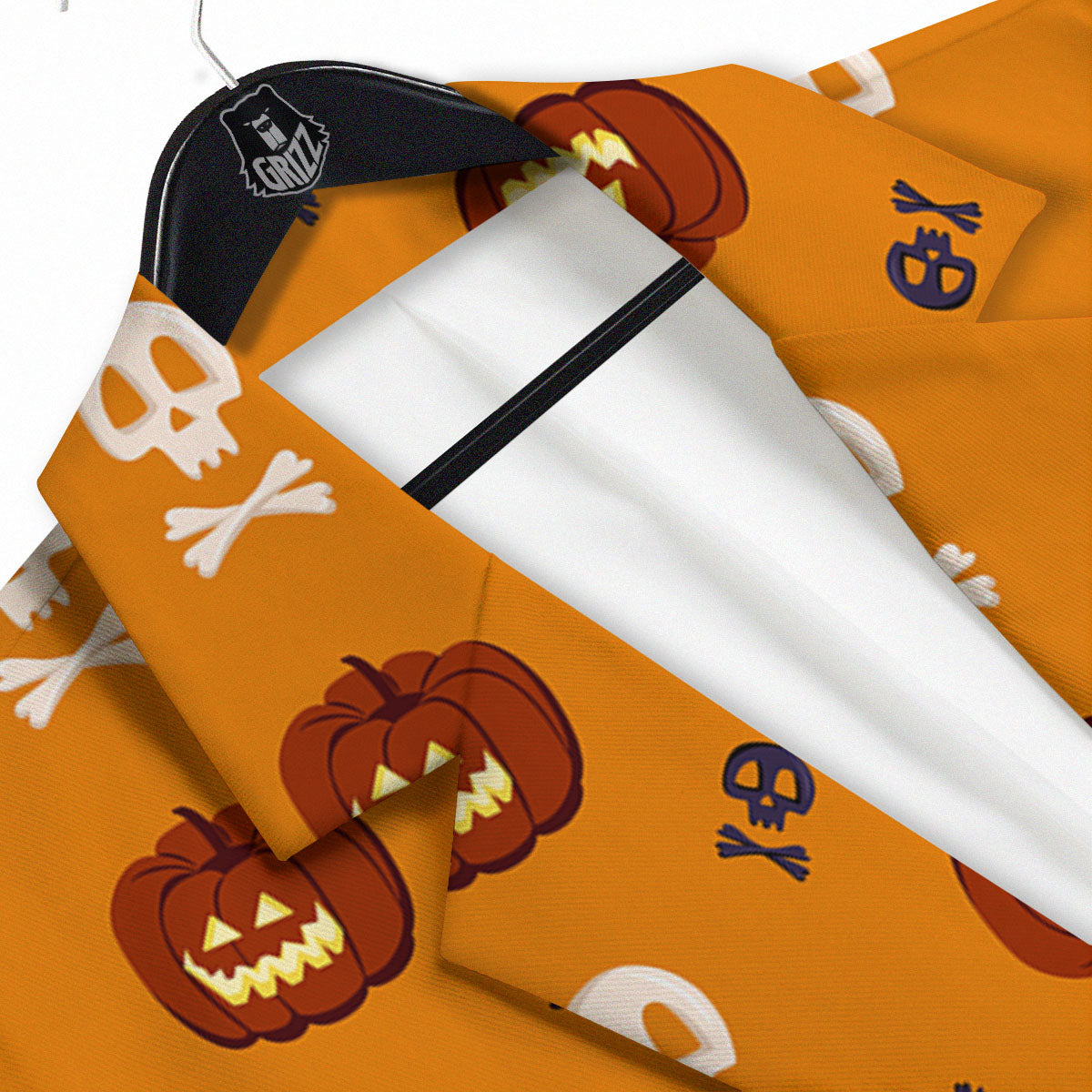 Pumkin And Skull Halloween Print Pattern Men's Sport Coat-grizzshop