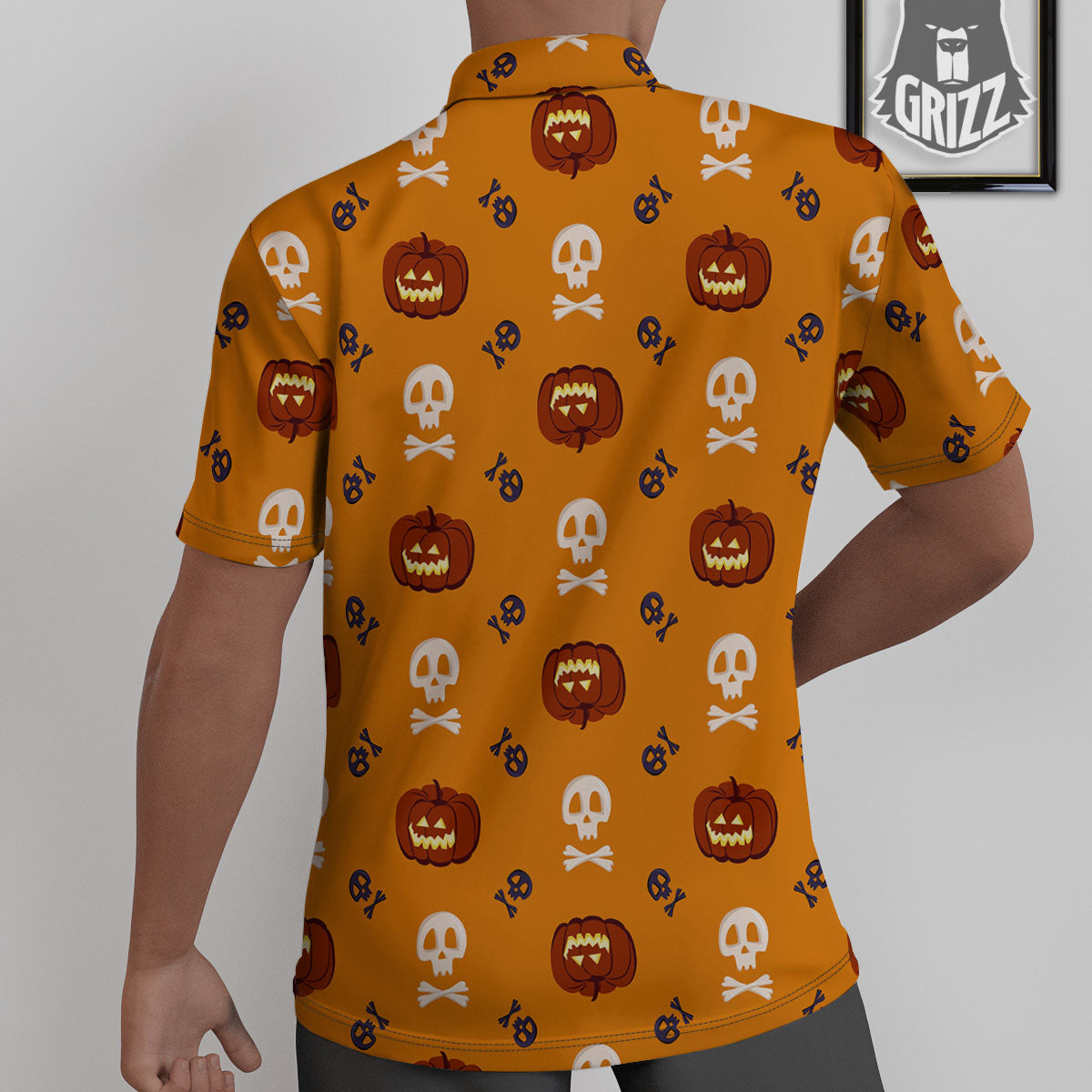 Pumkin And Skull Halloween Print Pattern Untucked Shirts-grizzshop