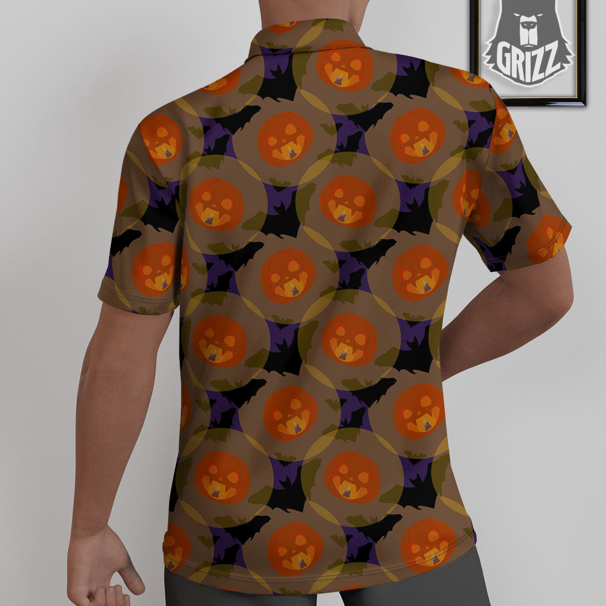 Pumkin Bat Halloween Print Pattern Untucked Shirts-grizzshop