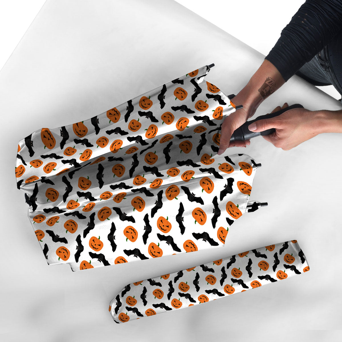 Pumpkin And Bat Halloween Print Pattern Umbrella-grizzshop