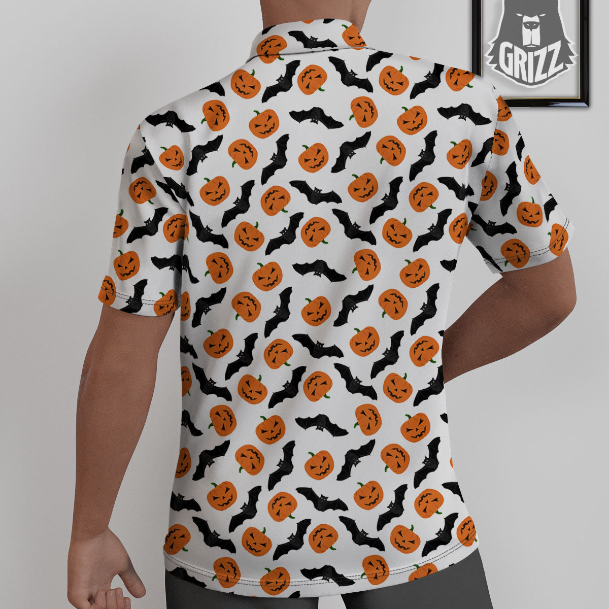 Pumpkin And Bat Halloween Print Pattern Untucked Shirts-grizzshop