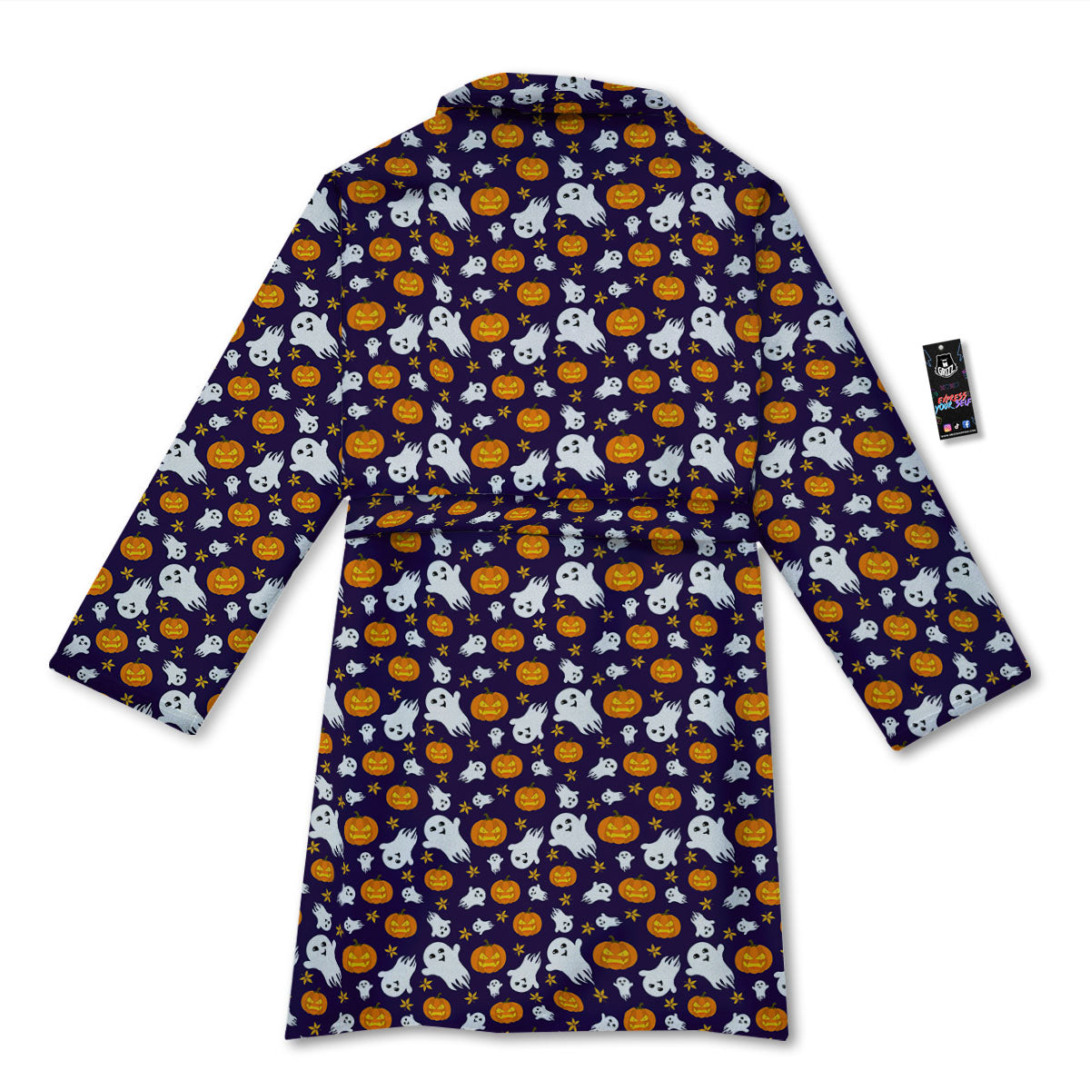 Pumpkin And Ghost Print Pattern Bathrobe-grizzshop