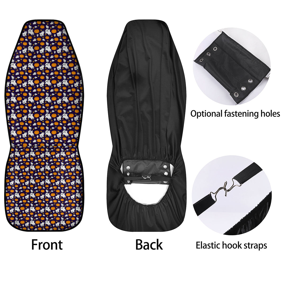 Pumpkin And Ghost Print Pattern Car Seat Covers-grizzshop