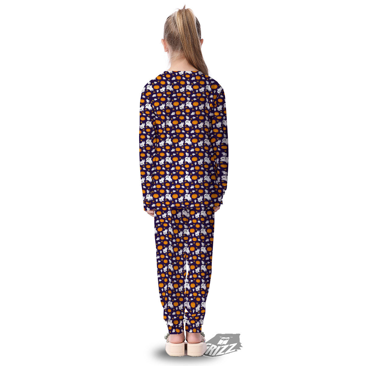Pumpkin And Ghost Print Pattern Kid's Pajamas-grizzshop