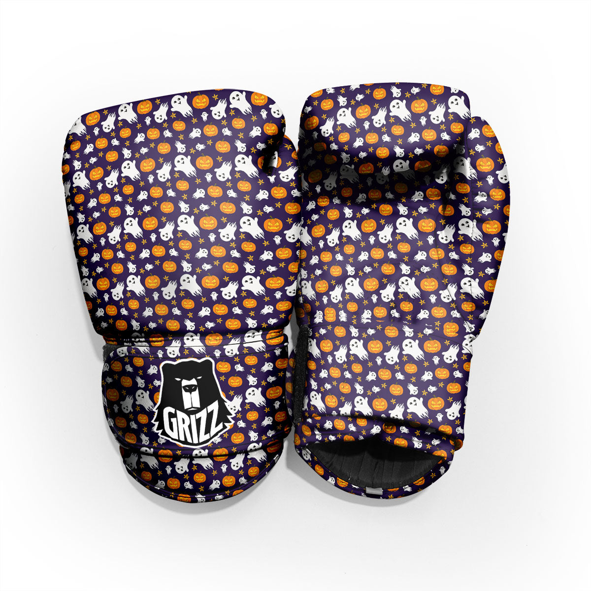 Pumpkin And Ghost Print Pattern Sparring Gloves-grizzshop