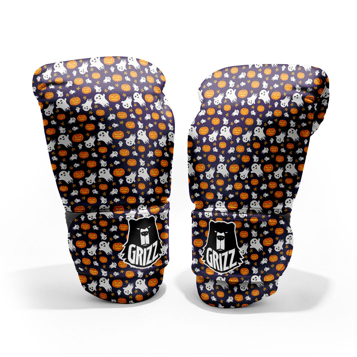 Pumpkin And Ghost Print Pattern Sparring Gloves-grizzshop