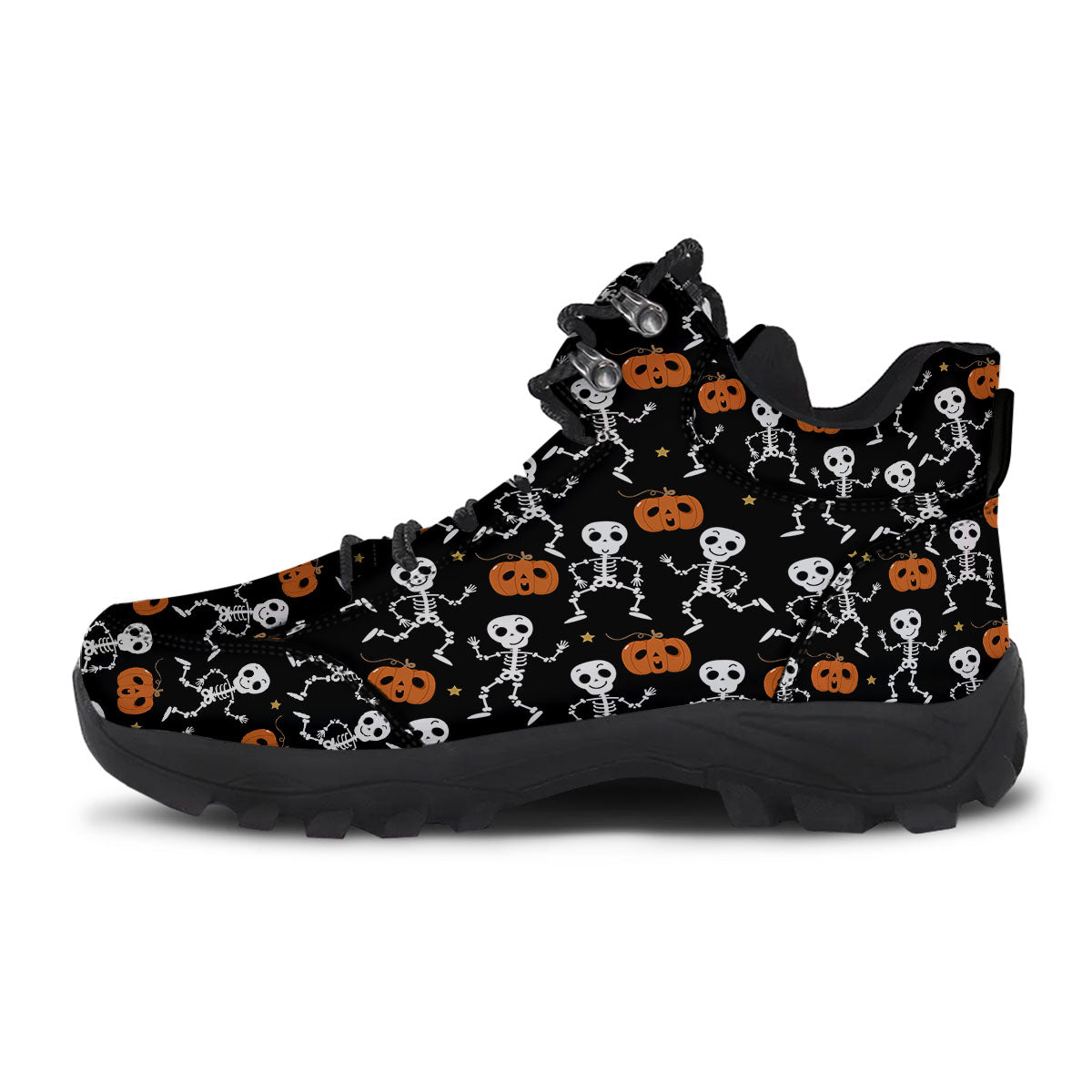 Pumpkin And Skeleton Halloween Print Hiking Shoes-grizzshop