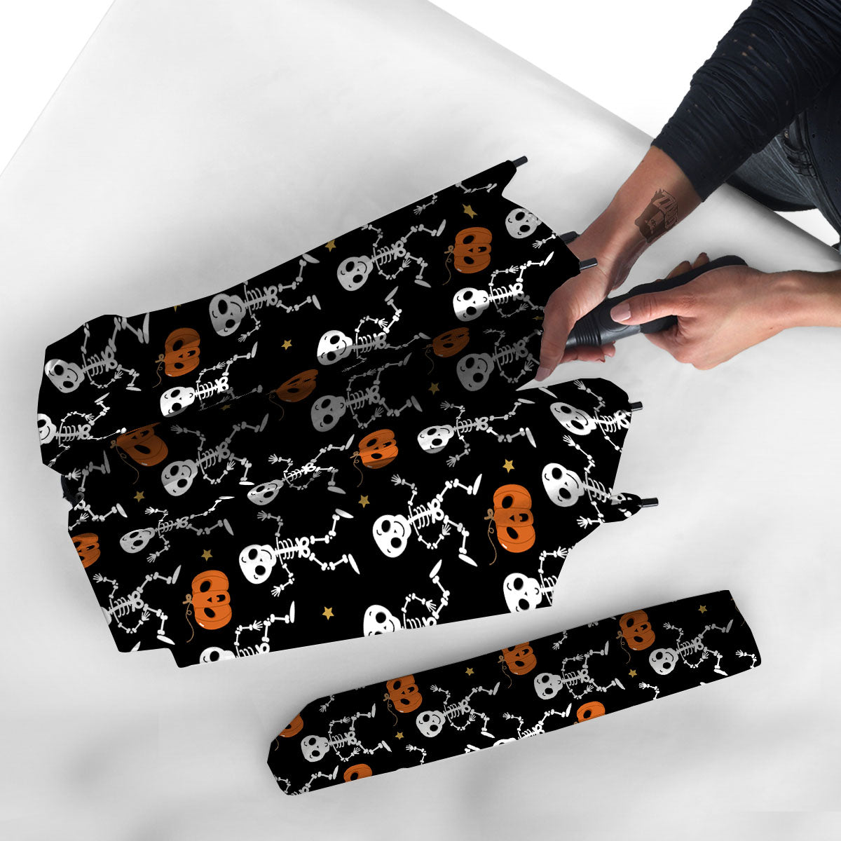 Pumpkin And Skeleton Halloween Print Umbrella-grizzshop