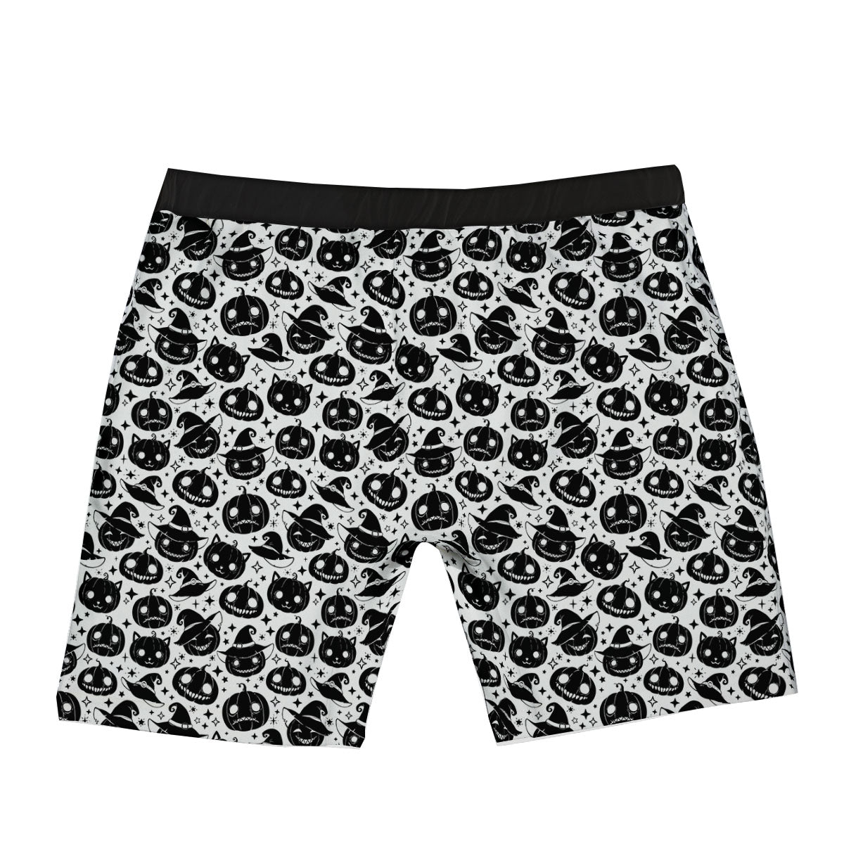 Pumpkin Black Halloween Print Pattern Boxer Briefs-grizzshop