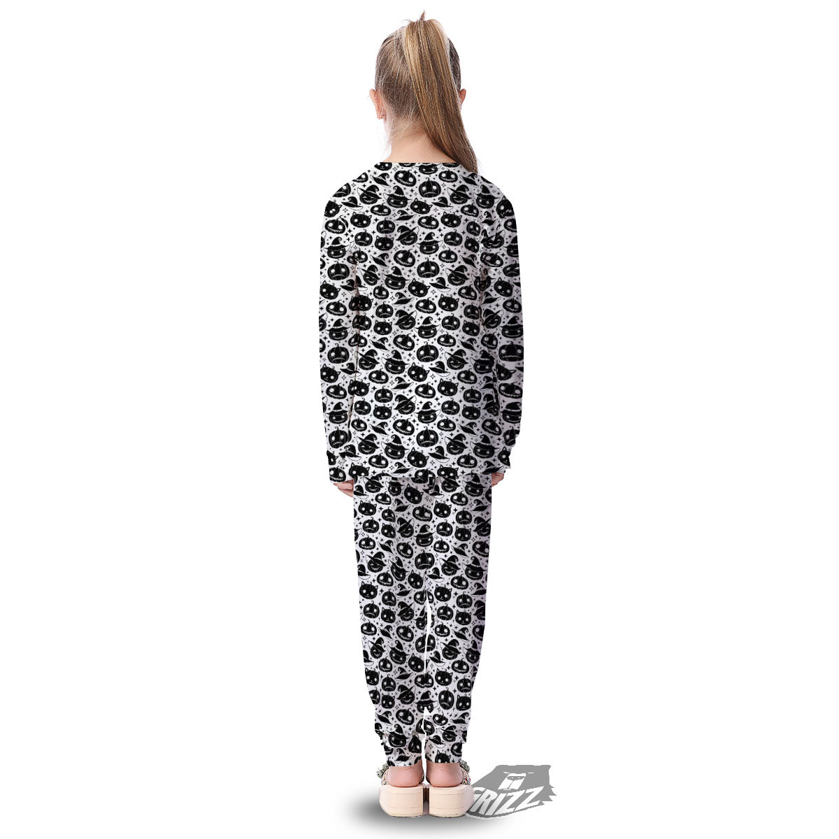 Pumpkin Black Halloween Print Pattern Kid's Pajamas-grizzshop