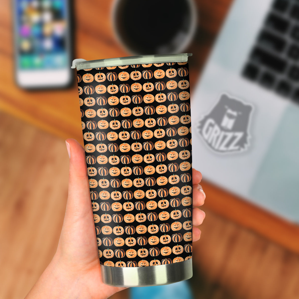 Pumpkin Cute Print Pattern Tumbler-grizzshop