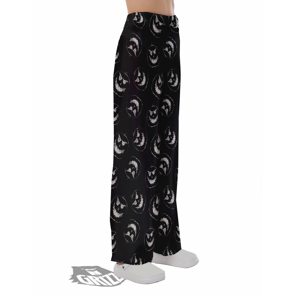 Pumpkin Faces Halloween Print Pattern Pajama Pants-grizzshop