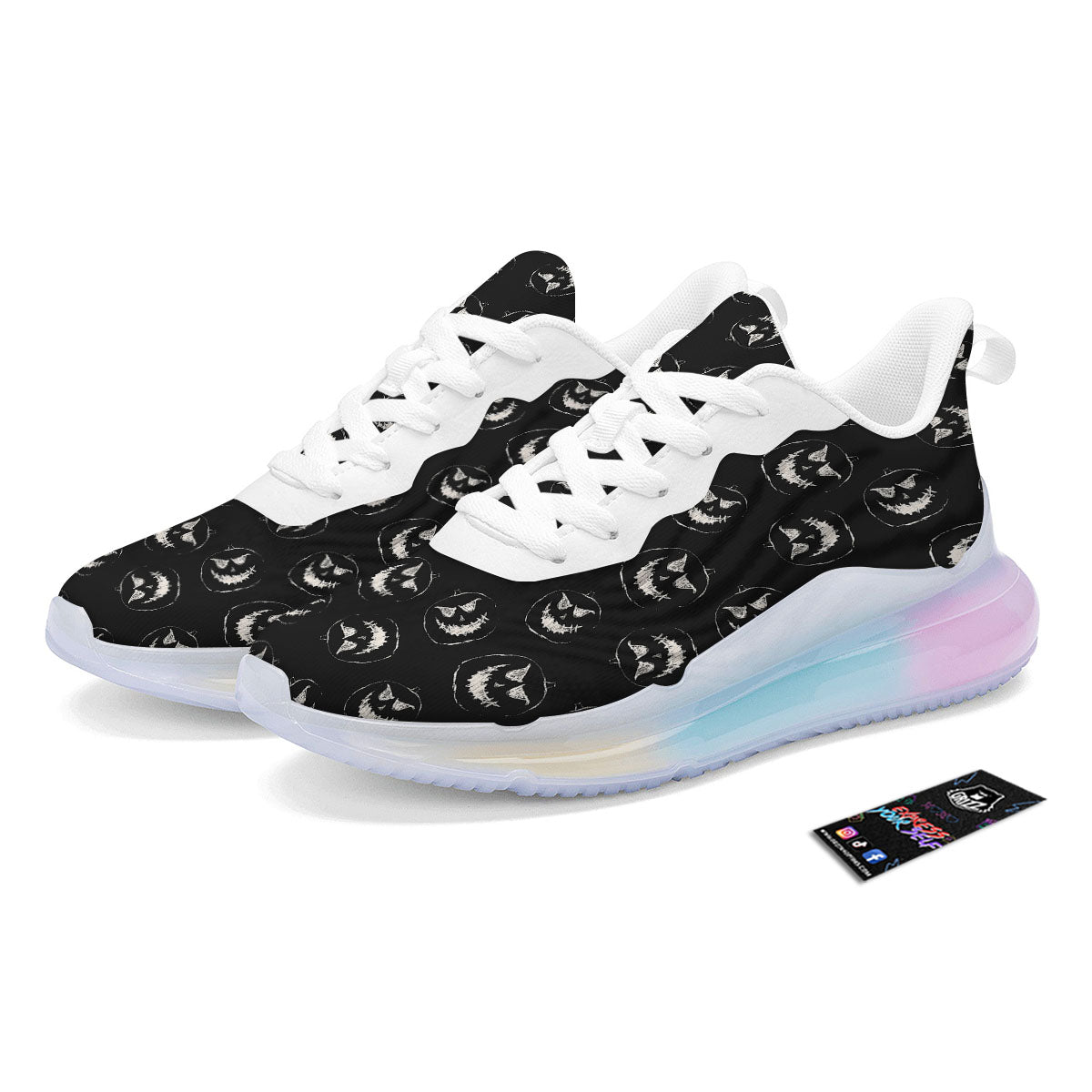 Pumpkin Faces Halloween Print Pattern Running Sneakers-grizzshop