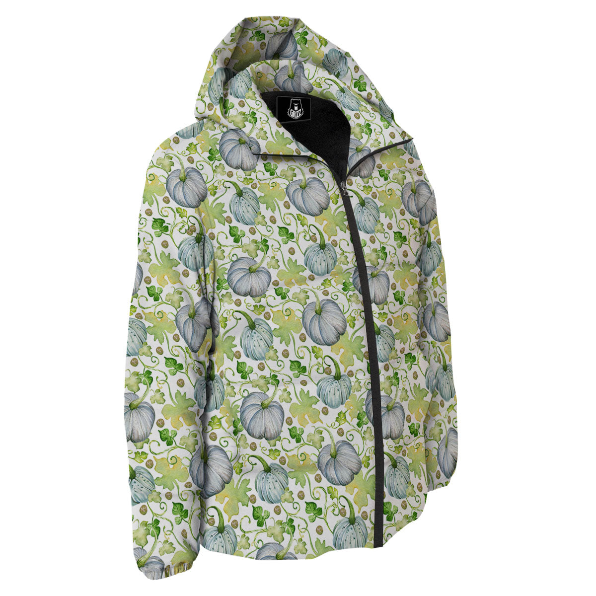Pumpkin Green Print Pattern Down Jacket-grizzshop