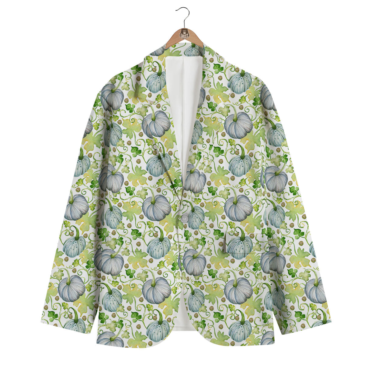 Pumpkin Green Print Pattern Men's Blazer-grizzshop