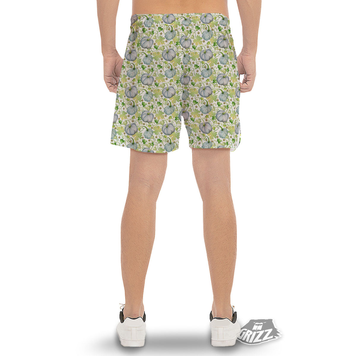 Pumpkin Green Print Pattern Men's Gym Shorts-grizzshop