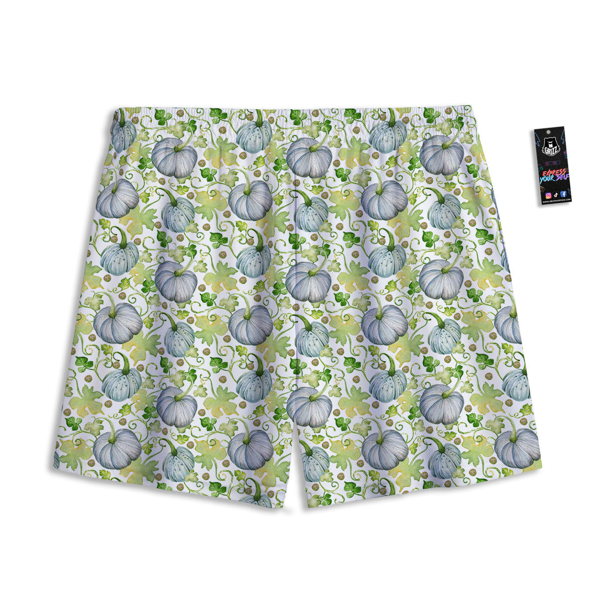 Pumpkin Green Print Pattern Mesh Shorts-grizzshop