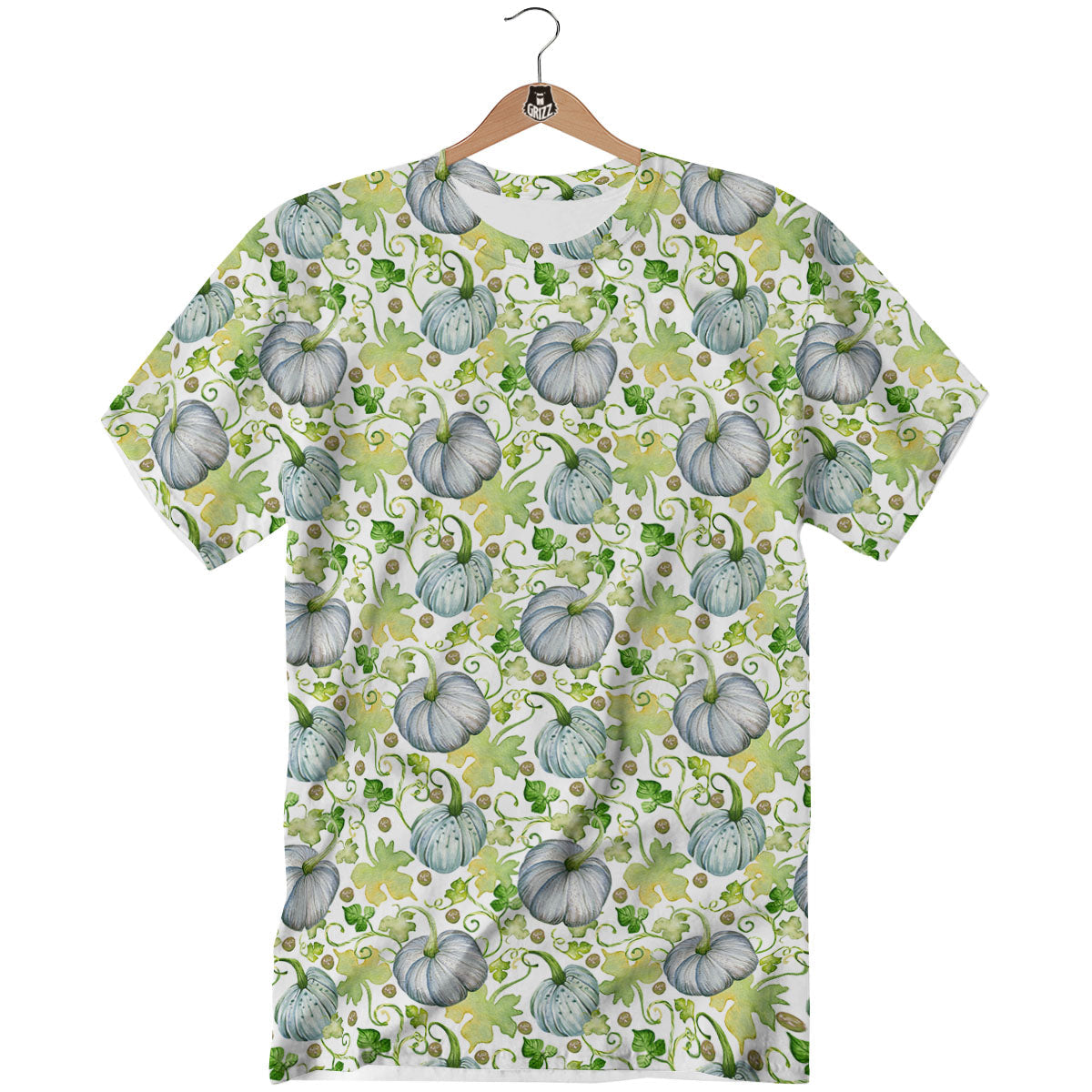 Pumpkin Green Print Pattern T-Shirt-grizzshop