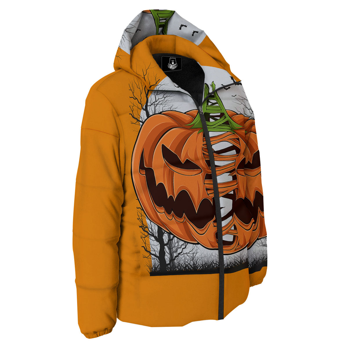 Pumpkin Halloween Character Print Down Jacket-grizzshop