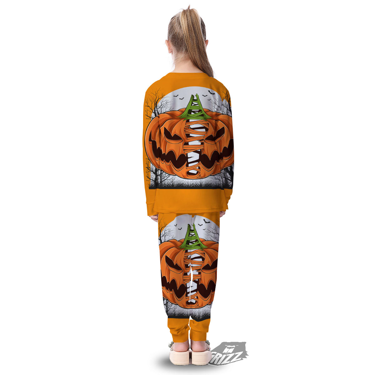 Pumpkin Halloween Character Print Kid's Pajamas-grizzshop