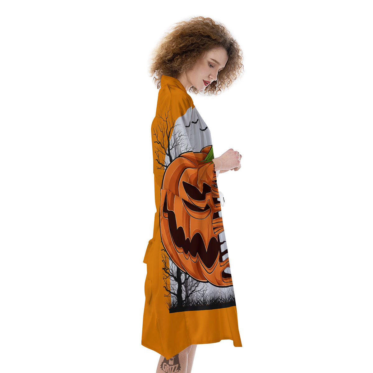 Pumpkin Halloween Character Print Kimono-grizzshop