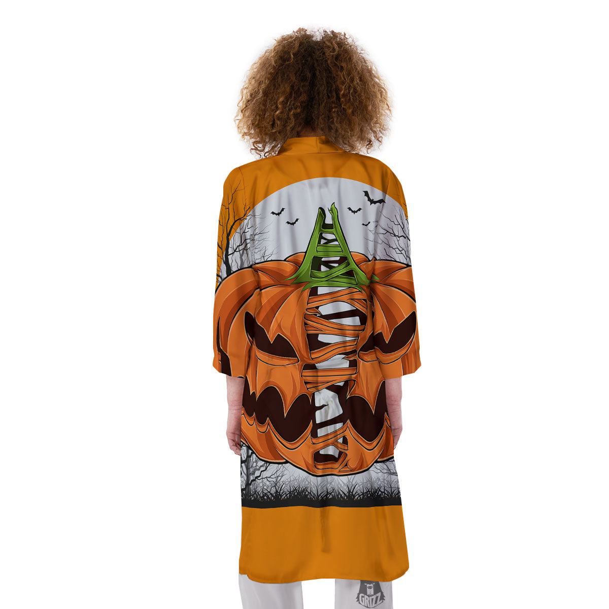 Pumpkin Halloween Character Print Kimono-grizzshop