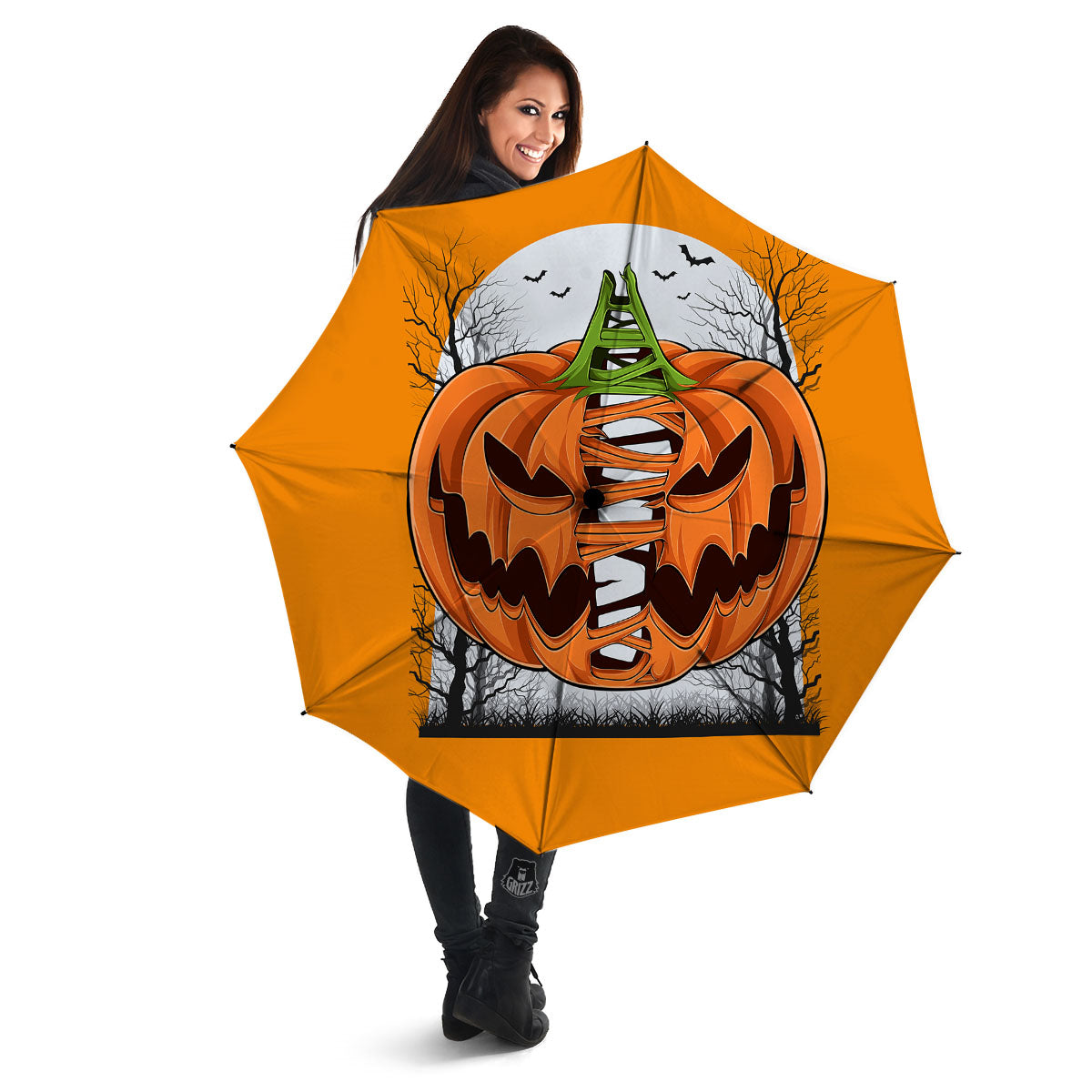 Pumpkin Halloween Character Print Umbrella-grizzshop