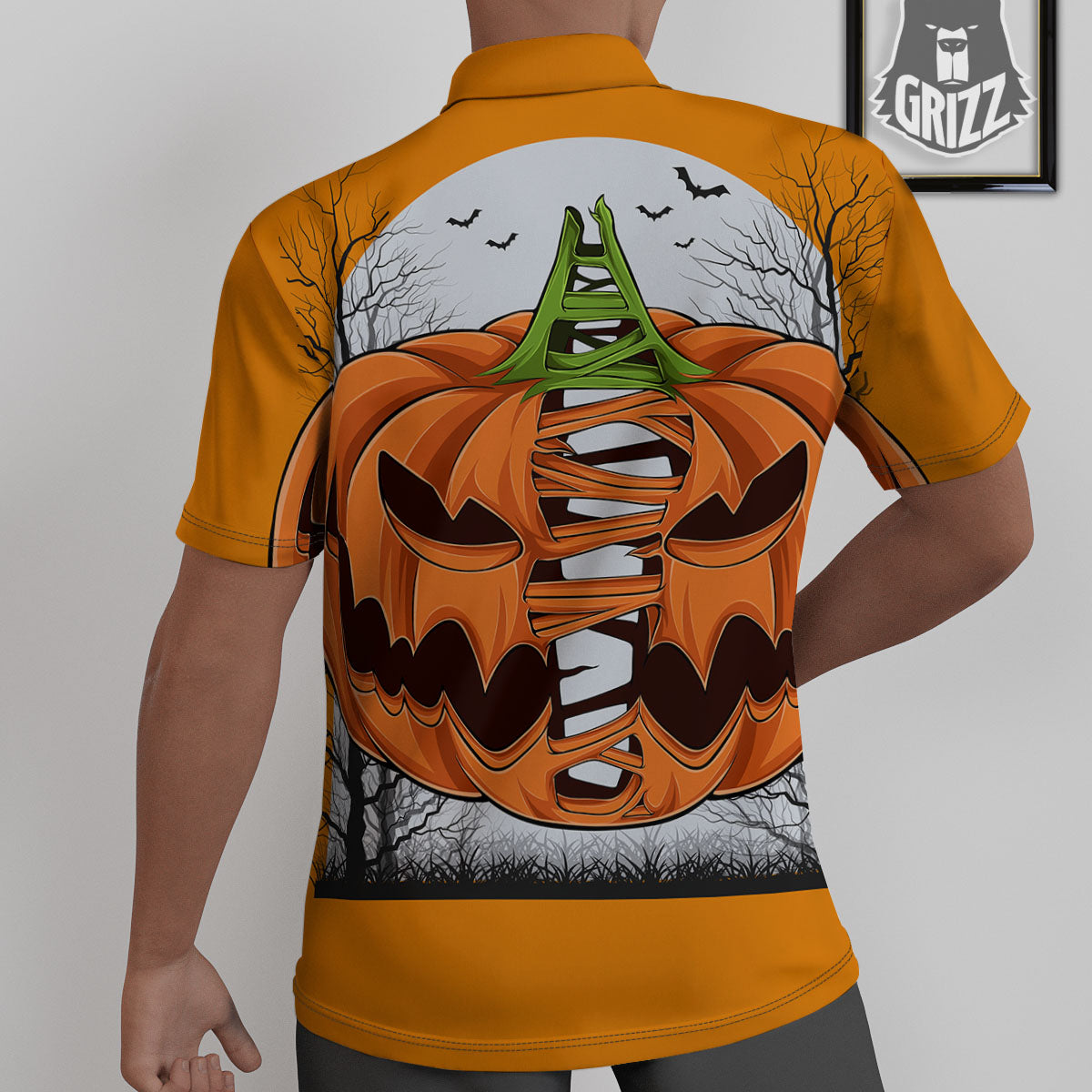 Pumpkin Halloween Character Print Untucked Shirts-grizzshop
