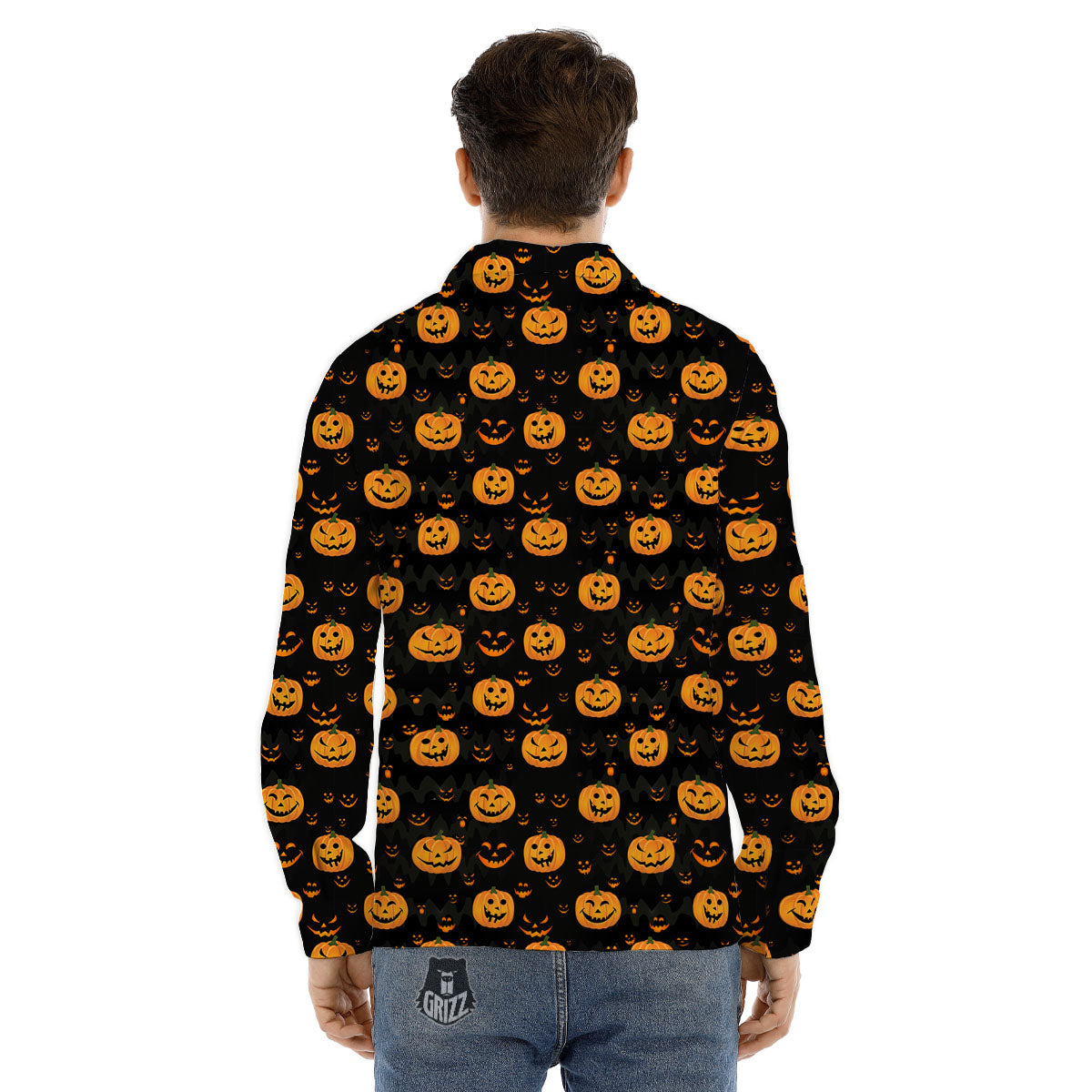 Pumpkin Halloween Fun Print Pattern Men's Dress Shirts-grizzshop