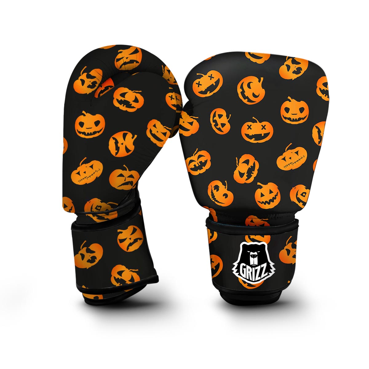 Pumpkin Halloween Pattern Print Boxing Gloves-grizzshop