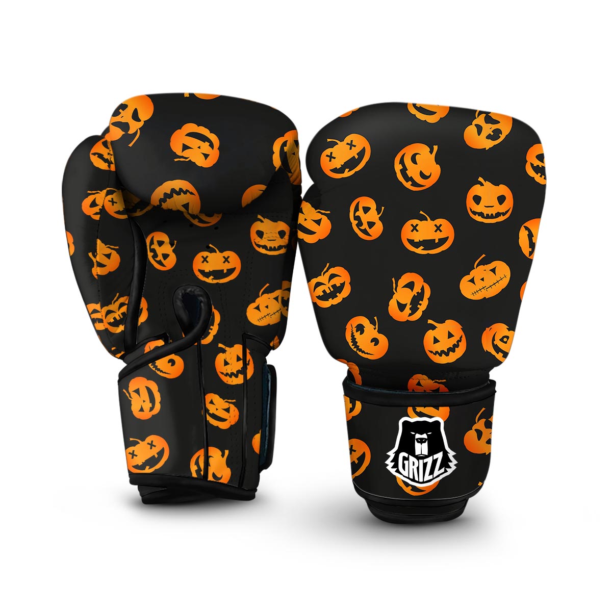 Pumpkin Halloween Pattern Print Boxing Gloves-grizzshop
