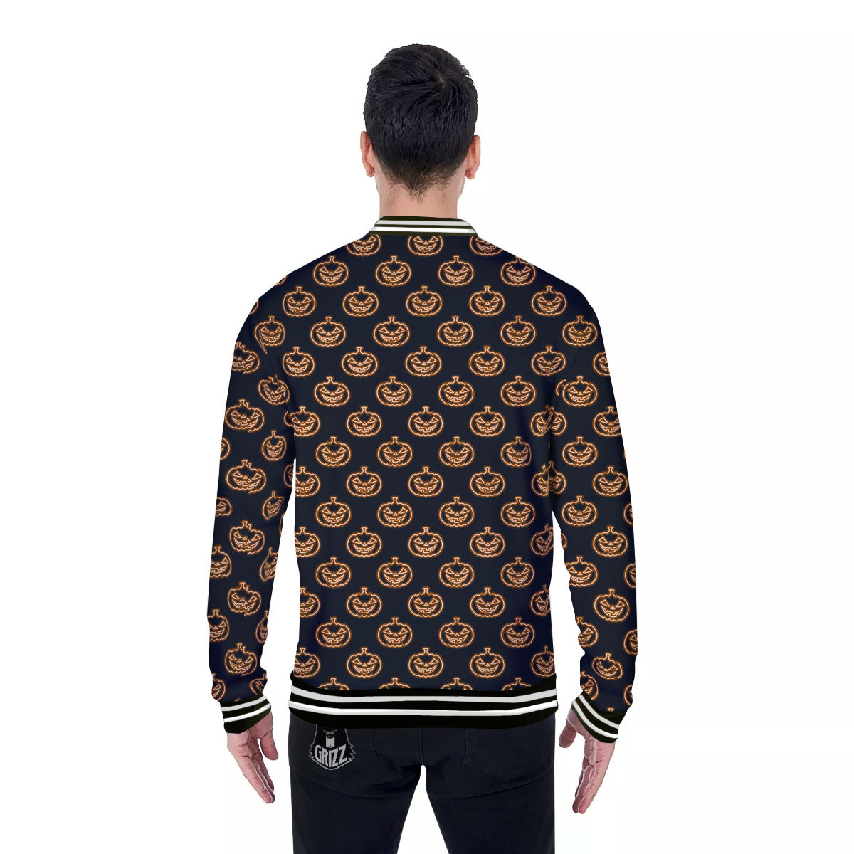 Pumpkin Halloween Print Pattern Baseball Jacket-grizzshop