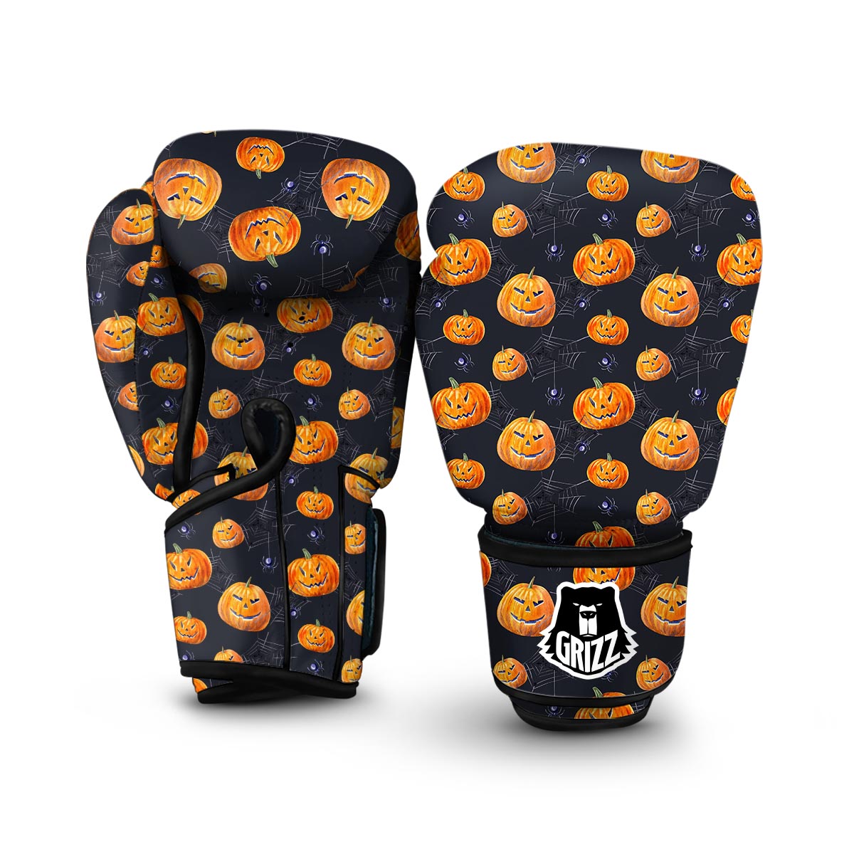 Pumpkin Halloween Print Pattern Boxing Gloves-grizzshop