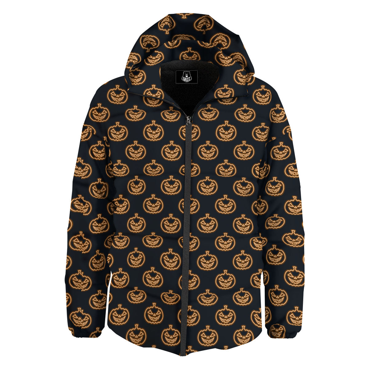 Pumpkin Halloween Print Pattern Down Jacket-grizzshop