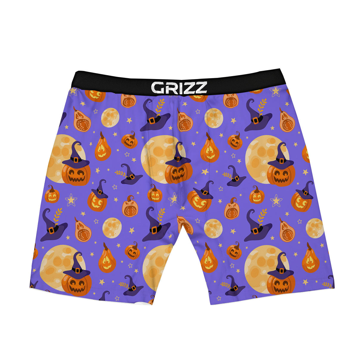 Pumpkin Halloween Purple Print Pattern Boxer Briefs-grizzshop