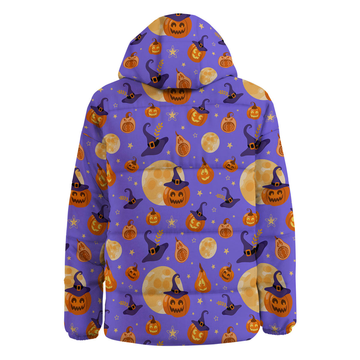 Pumpkin Halloween Purple Print Pattern Down Jacket-grizzshop