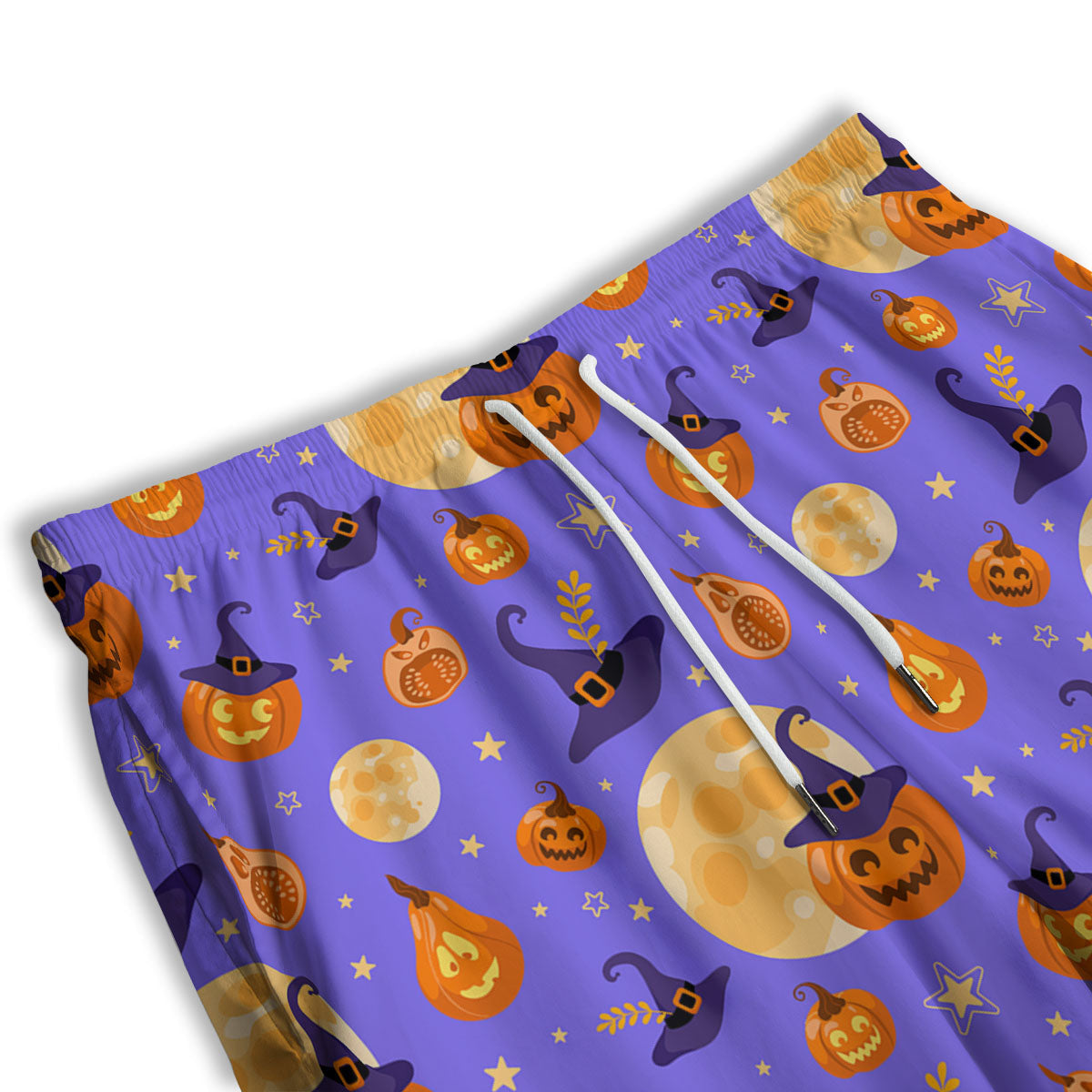 Pumpkin Halloween Purple Print Pattern Men's Athletic Shorts