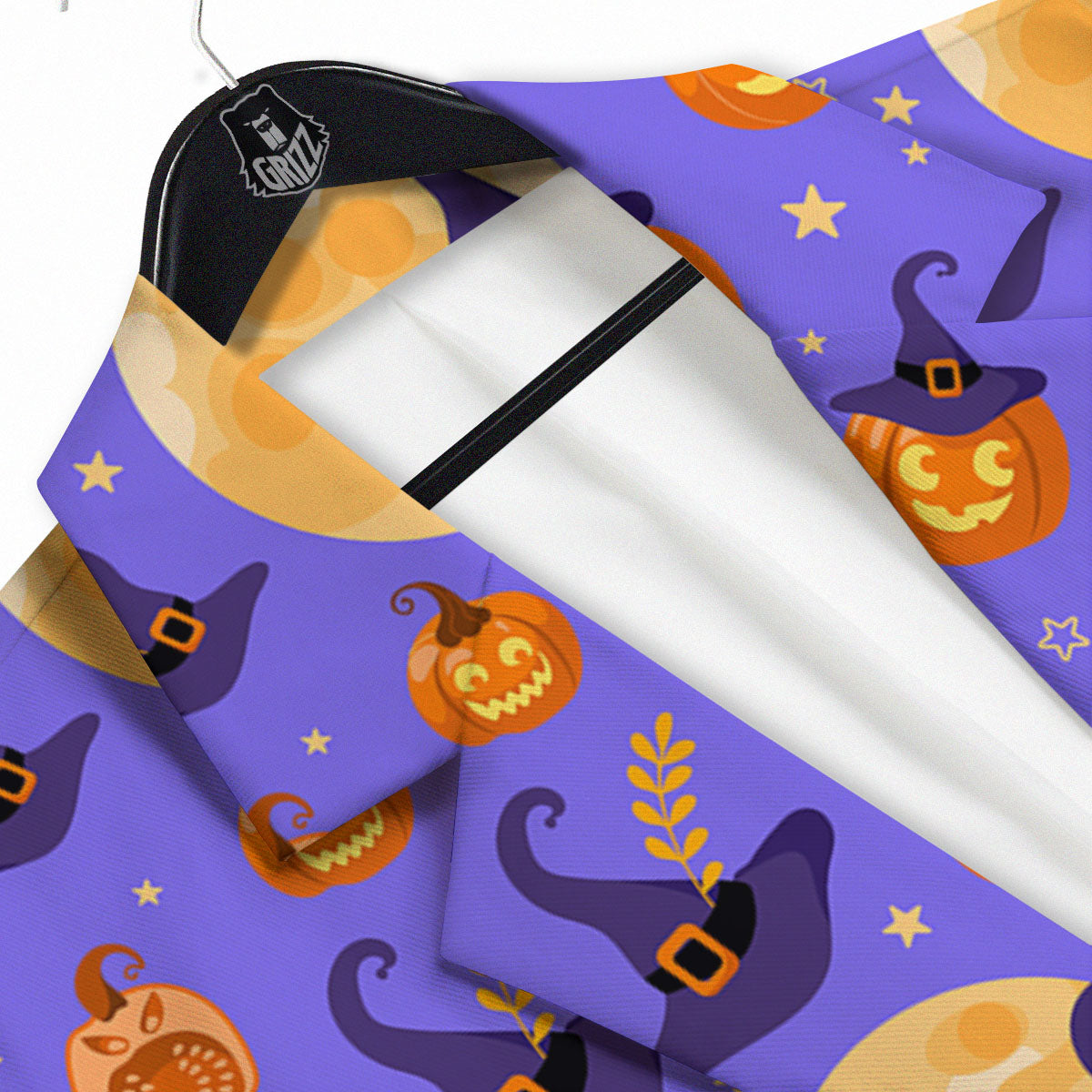 Pumpkin Halloween Purple Print Pattern Men's Sport Coat-grizzshop