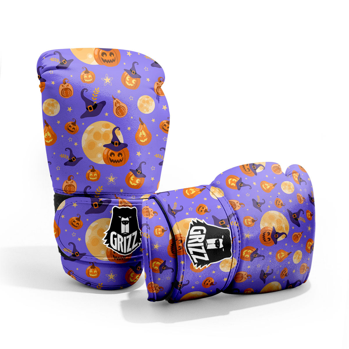 Pumpkin Halloween Purple Print Pattern Pro Boxing Glove