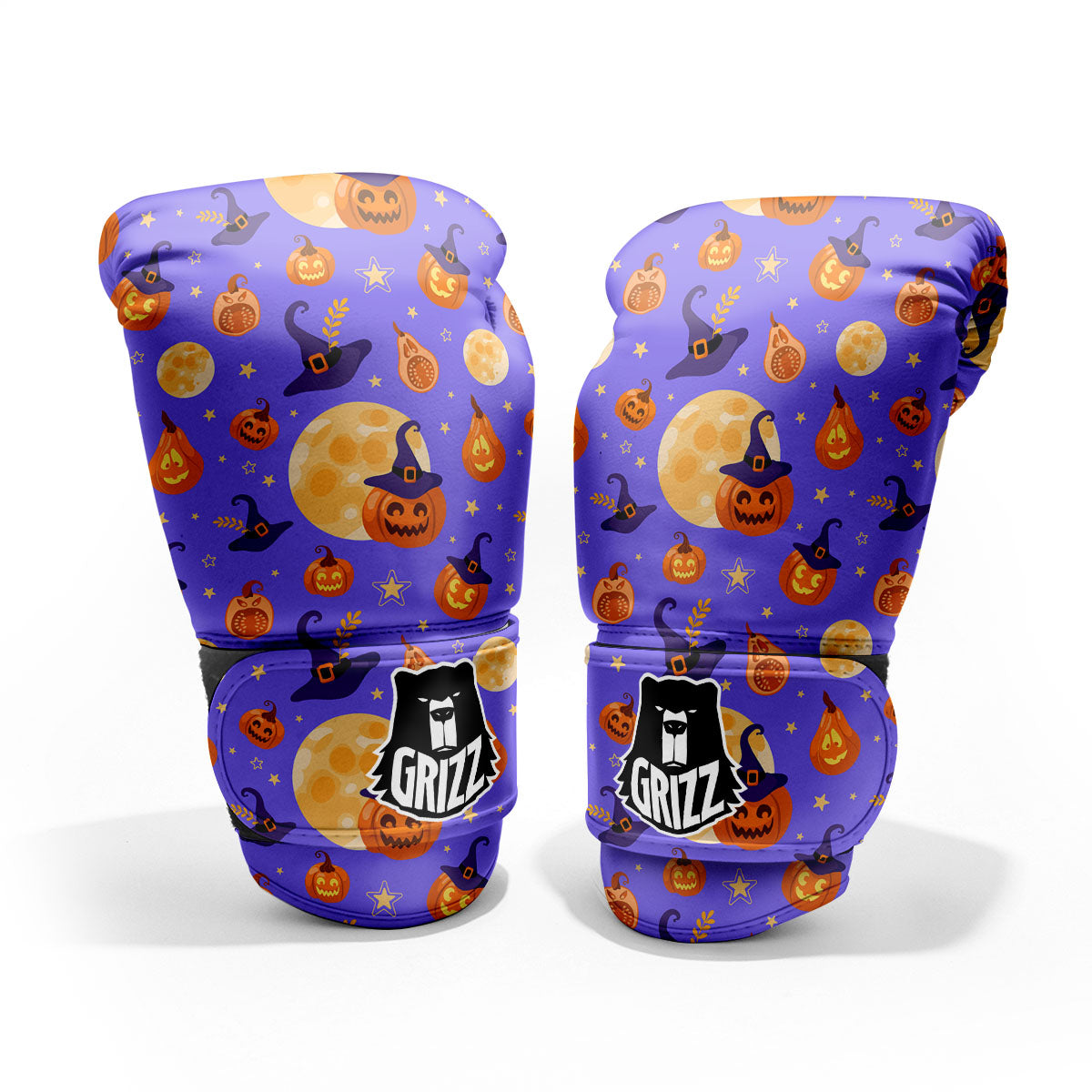 Pumpkin Halloween Purple Print Pattern Pro Boxing Glove