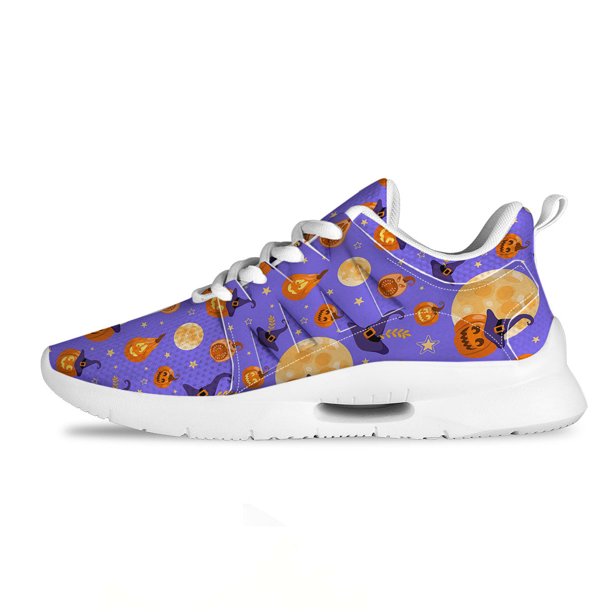 Pumpkin Halloween Purple Print Pattern Tennis Shoes-grizzshop