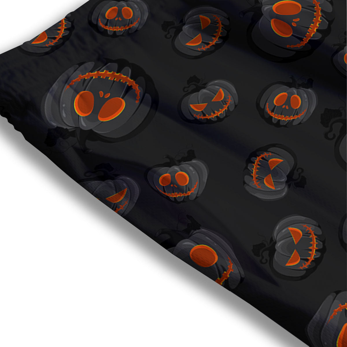 Pumpkin Jack O' Lantern Halloween Print Mesh Shorts