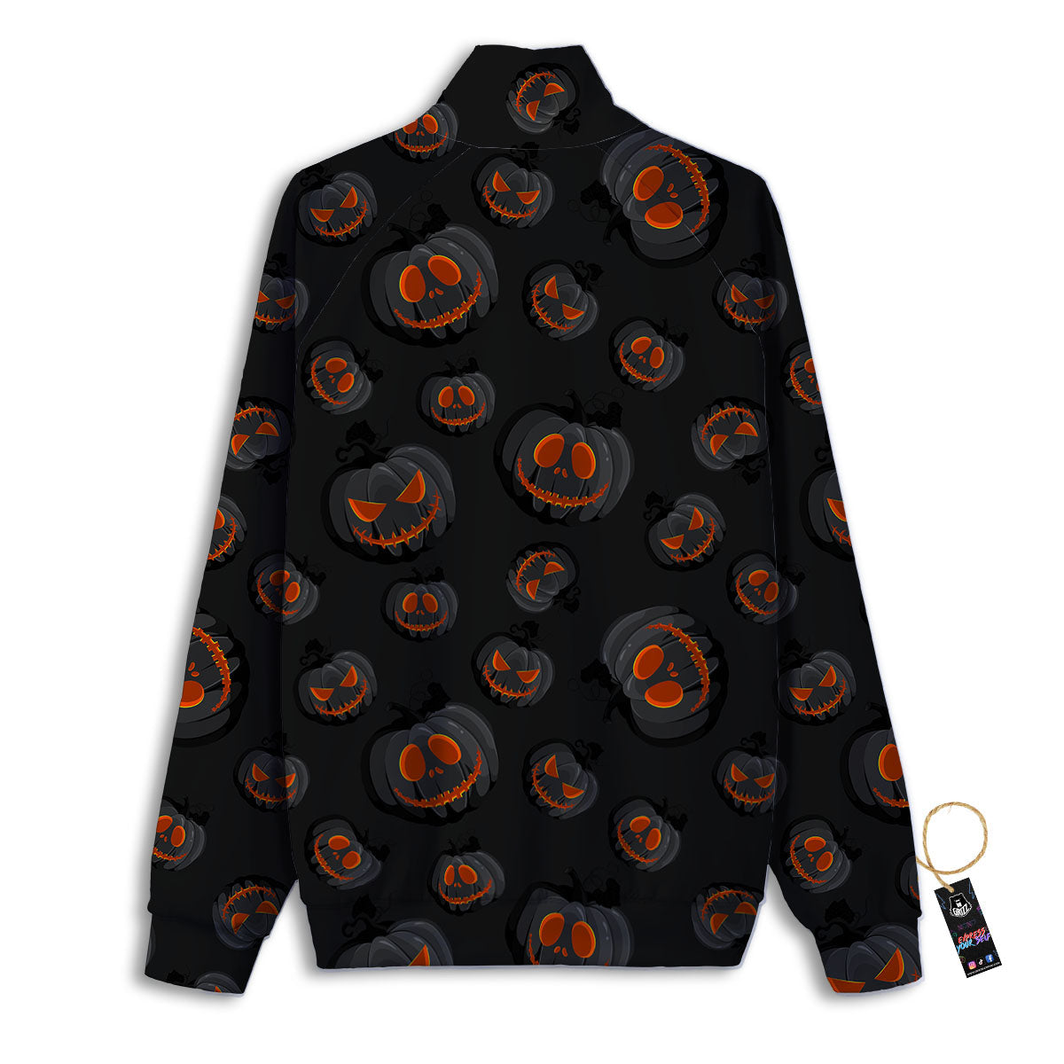 Pumpkin Jack O' Lantern Halloween Print Track Jacket-grizzshop
