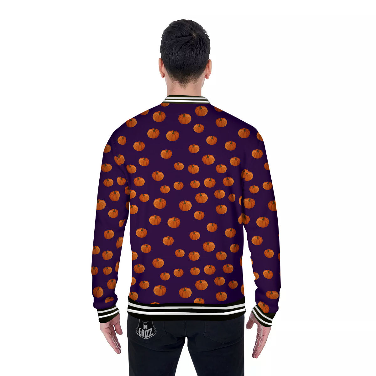 Pumpkin Little Print Pattern Baseball Jacket-grizzshop