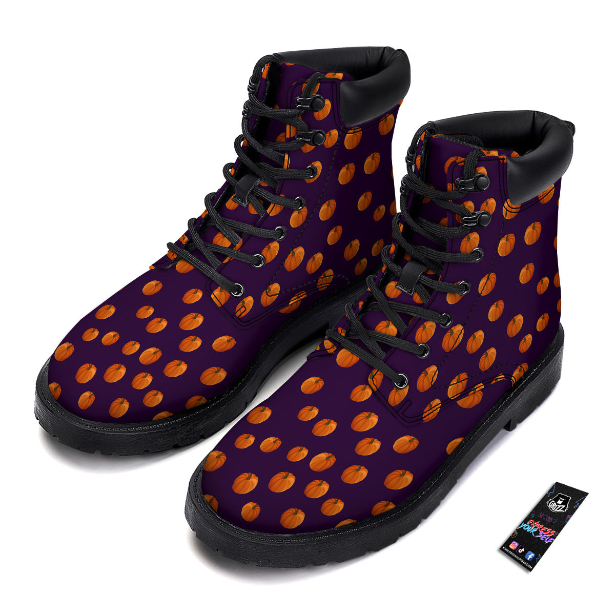 Pumpkin Little Print Pattern Boots-grizzshop