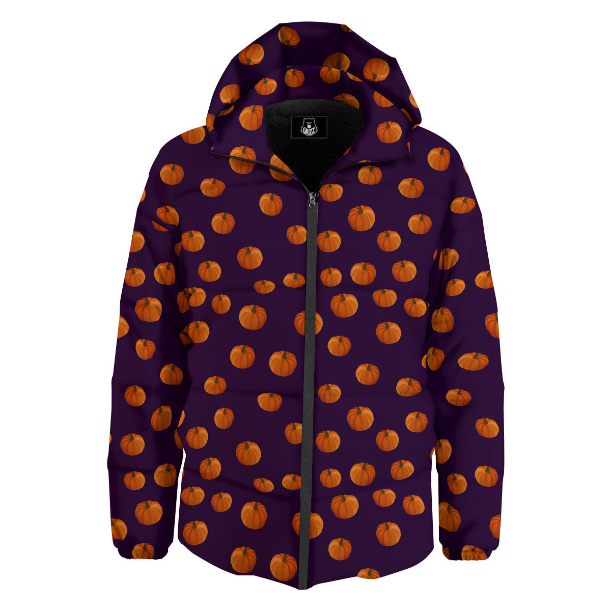Pumpkin Little Print Pattern Down Jacket-grizzshop