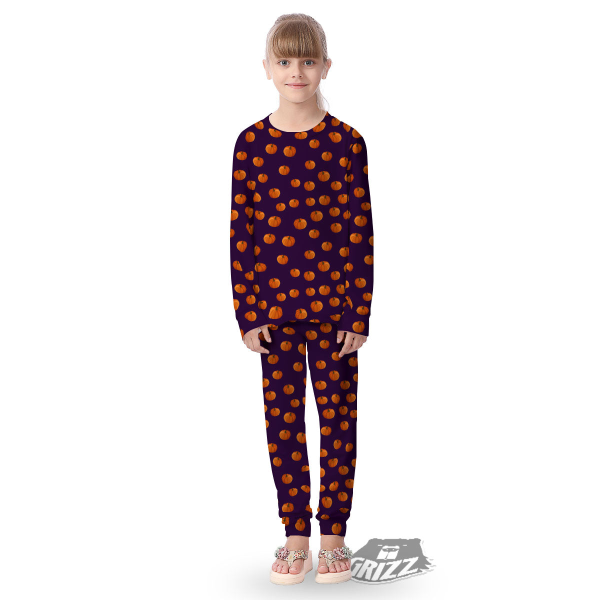 Pumpkin Little Print Pattern Kid's Pajamas-grizzshop